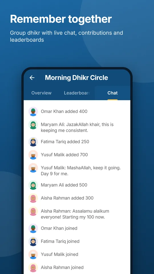 Dhikr group with live chat